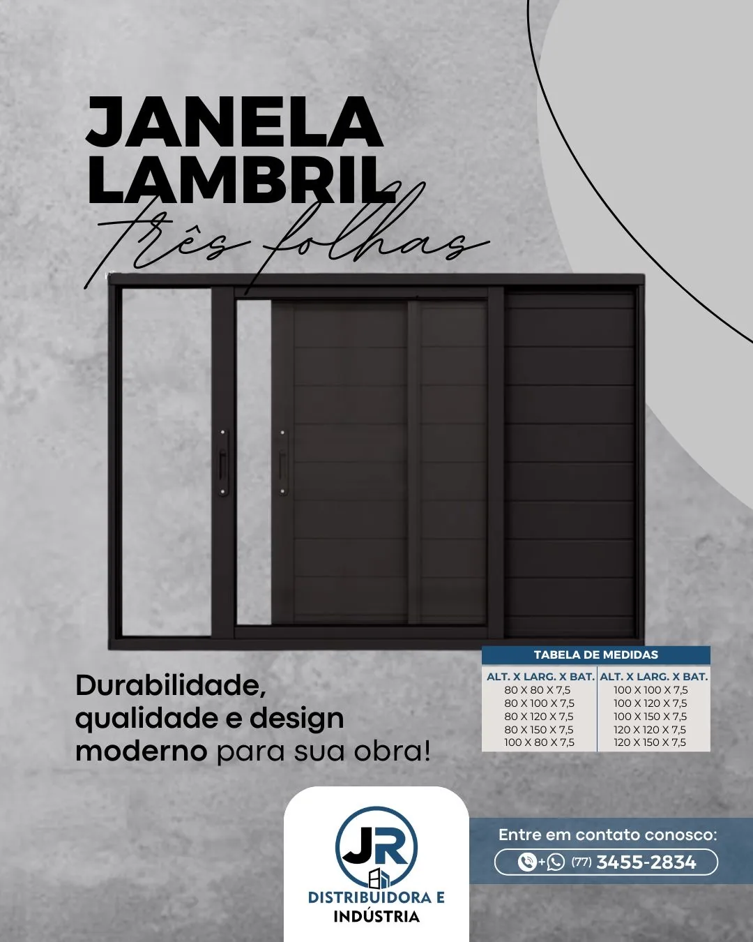 Janela lambril três folhas